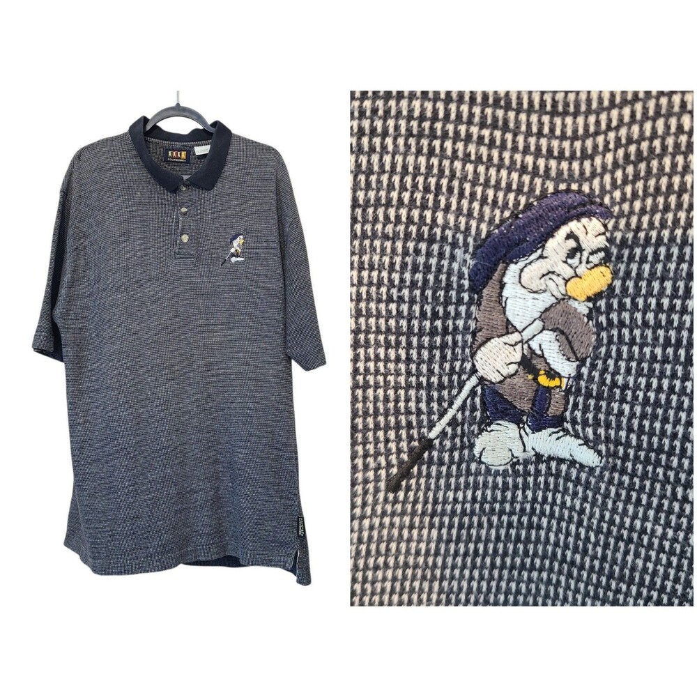 VTG Foursome Golf Polo Shirt Disney Grumpy Dwarf Embroidery 90s Streetwear